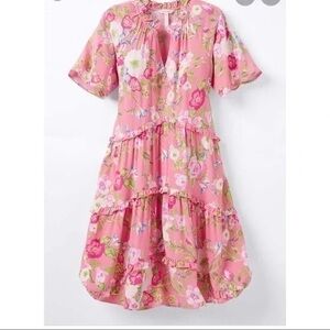 Matilda Jane Enchanted gardens fresh floral pink ruffle swing dress medium